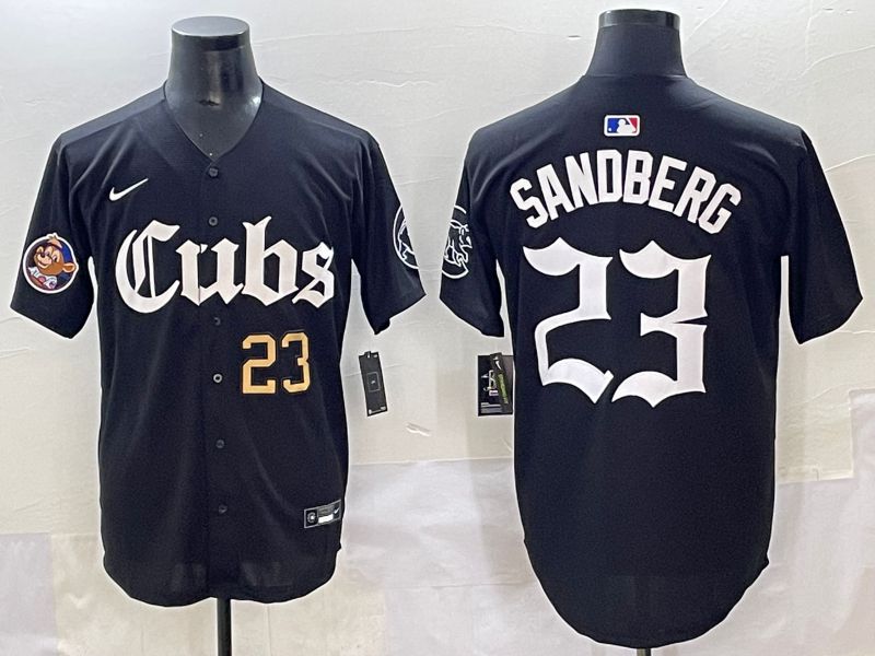 Men 2025 Chicago Cubs #23 Sandberg Black Five generations Joint Name Nike MLB Jersey style 7->chicago cubs->MLB Jersey